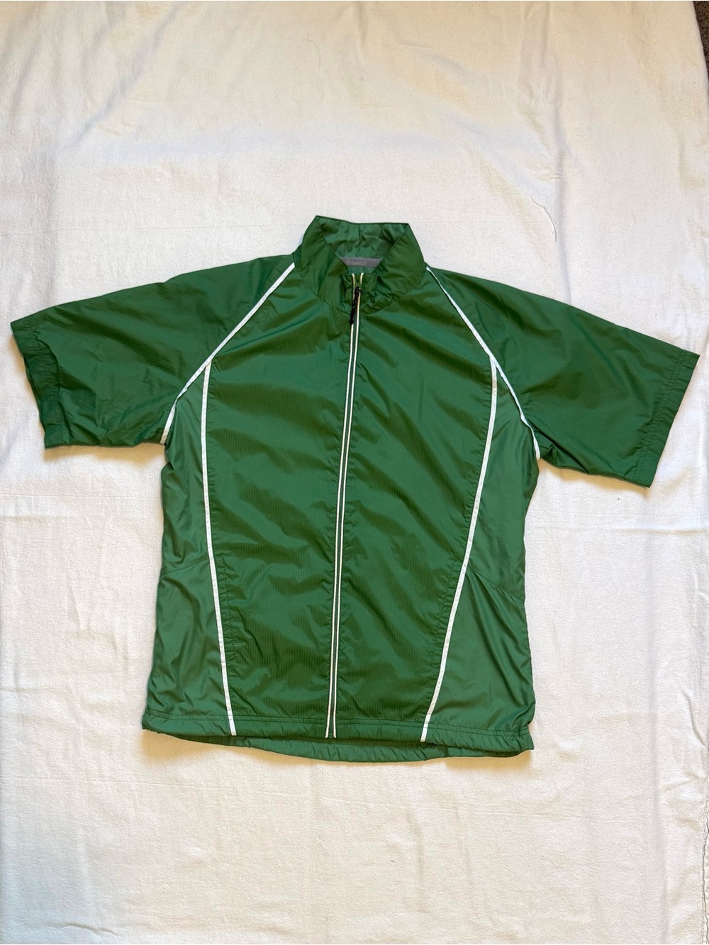 Sunice Green Short Sleeve Full Zip Windbreaker Jacket with White Piping